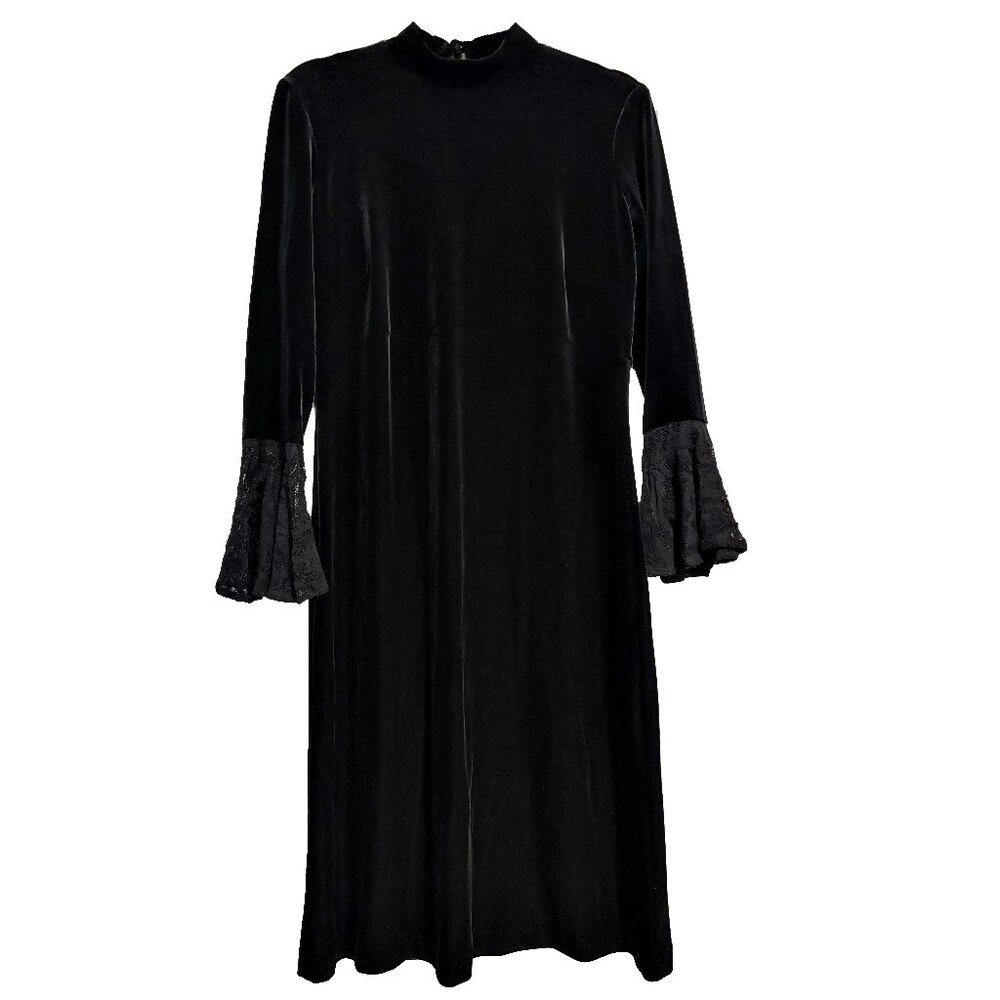 Black Velvet Bell Sleeve Dress